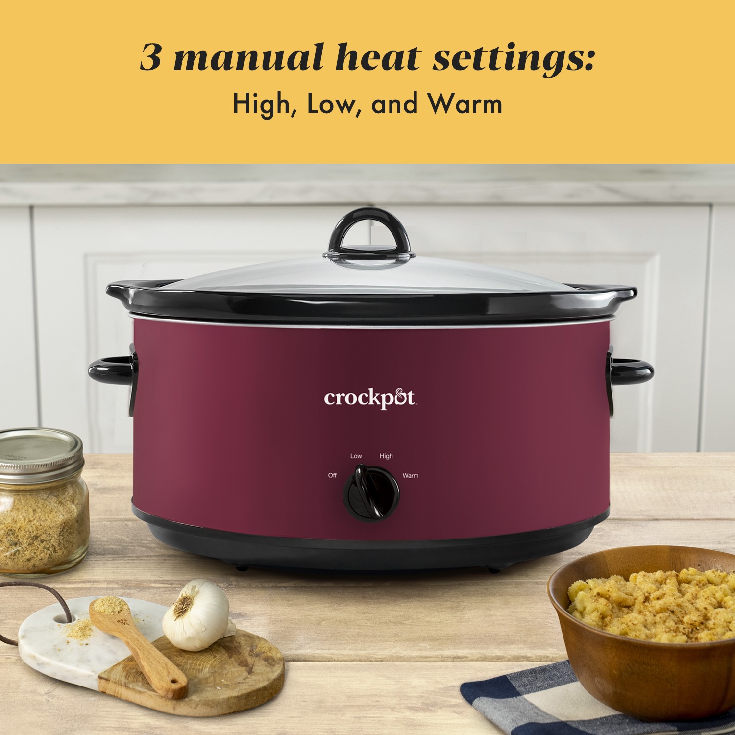 Crock-Pot Manual 8-Quart Slow Cooker, Rhubarb - Image 4
