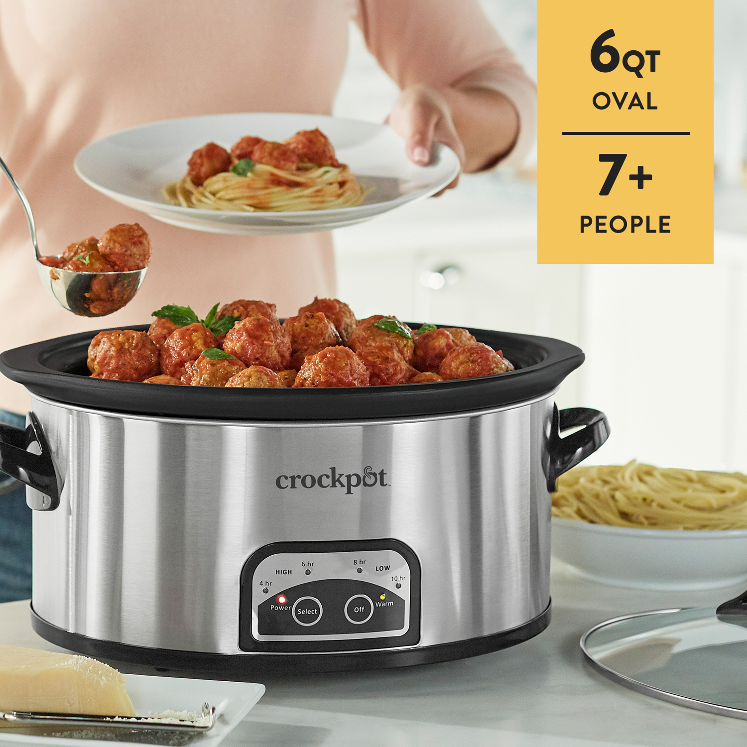 Crock-Pot One Touch Control 6-Quart Easy-to-Clean Slow Cooker, Stainless Steel - Image 6