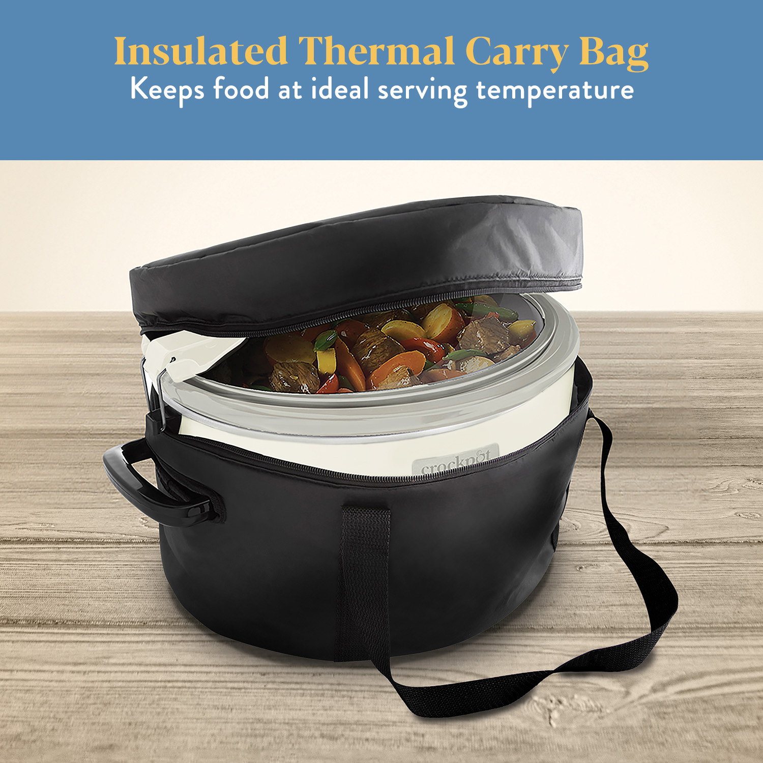 Crock-Pot 7 Qt. Cook & Carry Programmable Slow Cooker with Carry Bag, Oat Milk Cream - Image 5