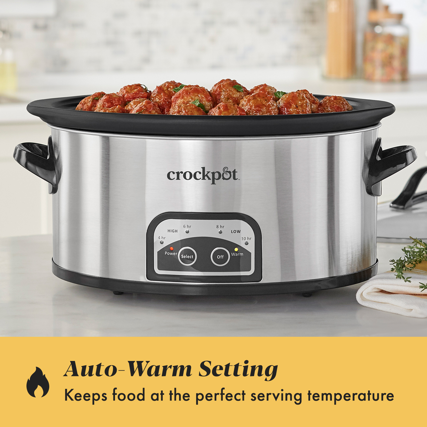 Crock-Pot One Touch Control 6-Quart Easy-to-Clean Slow Cooker, Stainless Steel - Image 3