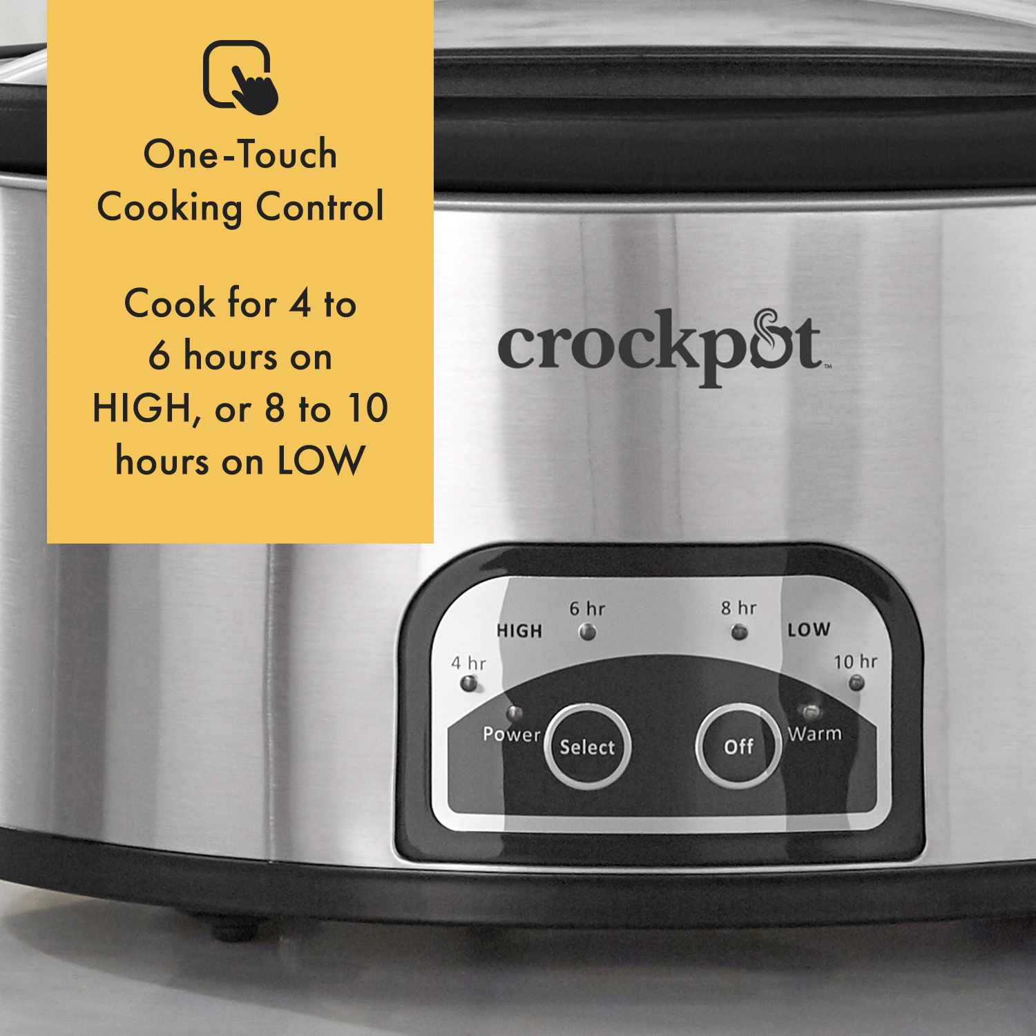 Crock-Pot One Touch Control 6-Quart Easy-to-Clean Slow Cooker, Stainless Steel - Image 4